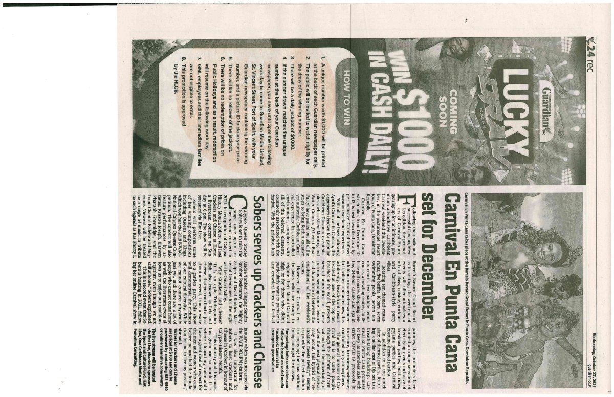 Trinidad Guardian feature, October 2021