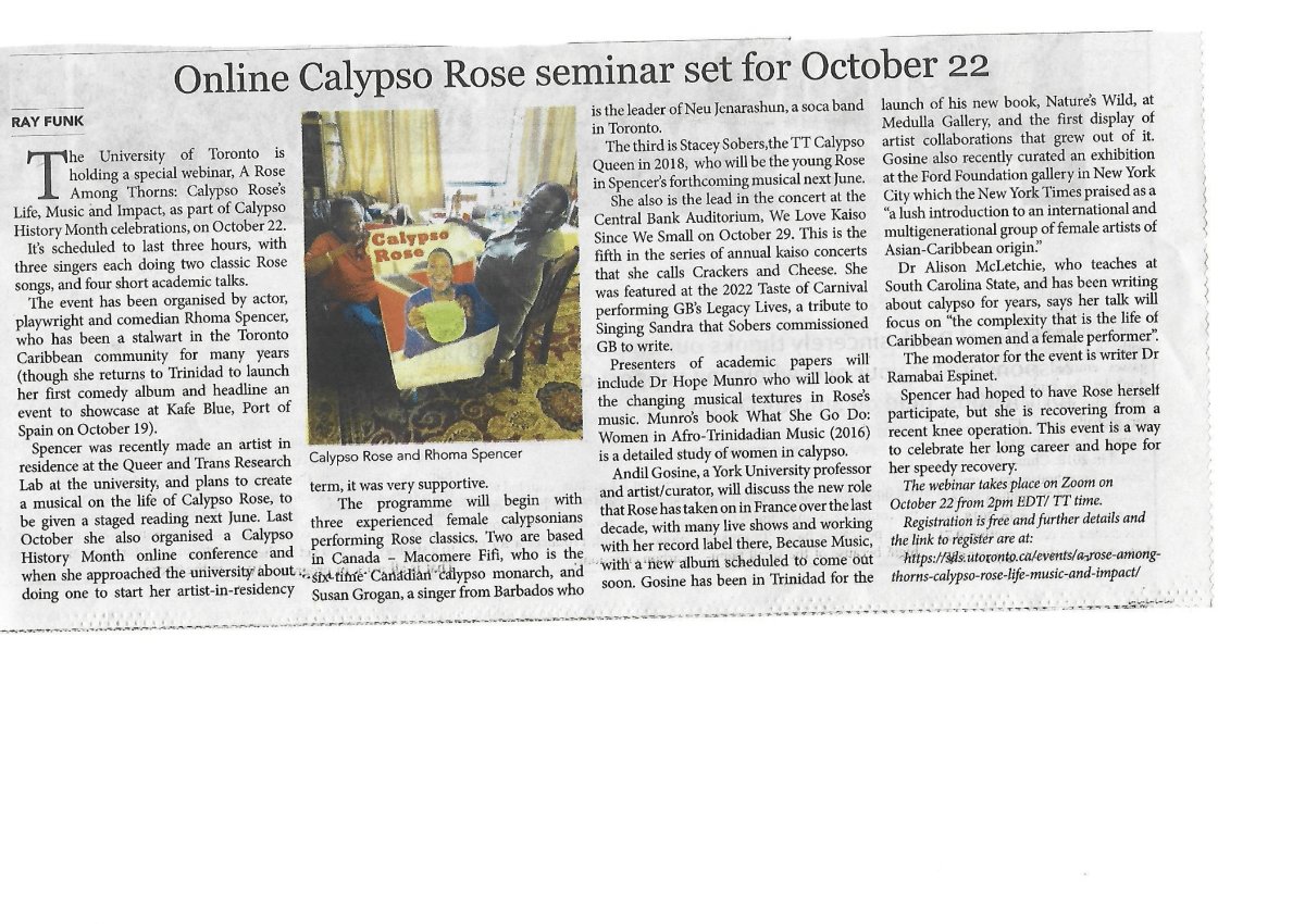 Rose seminars set for October 22, Newsday, October 2022