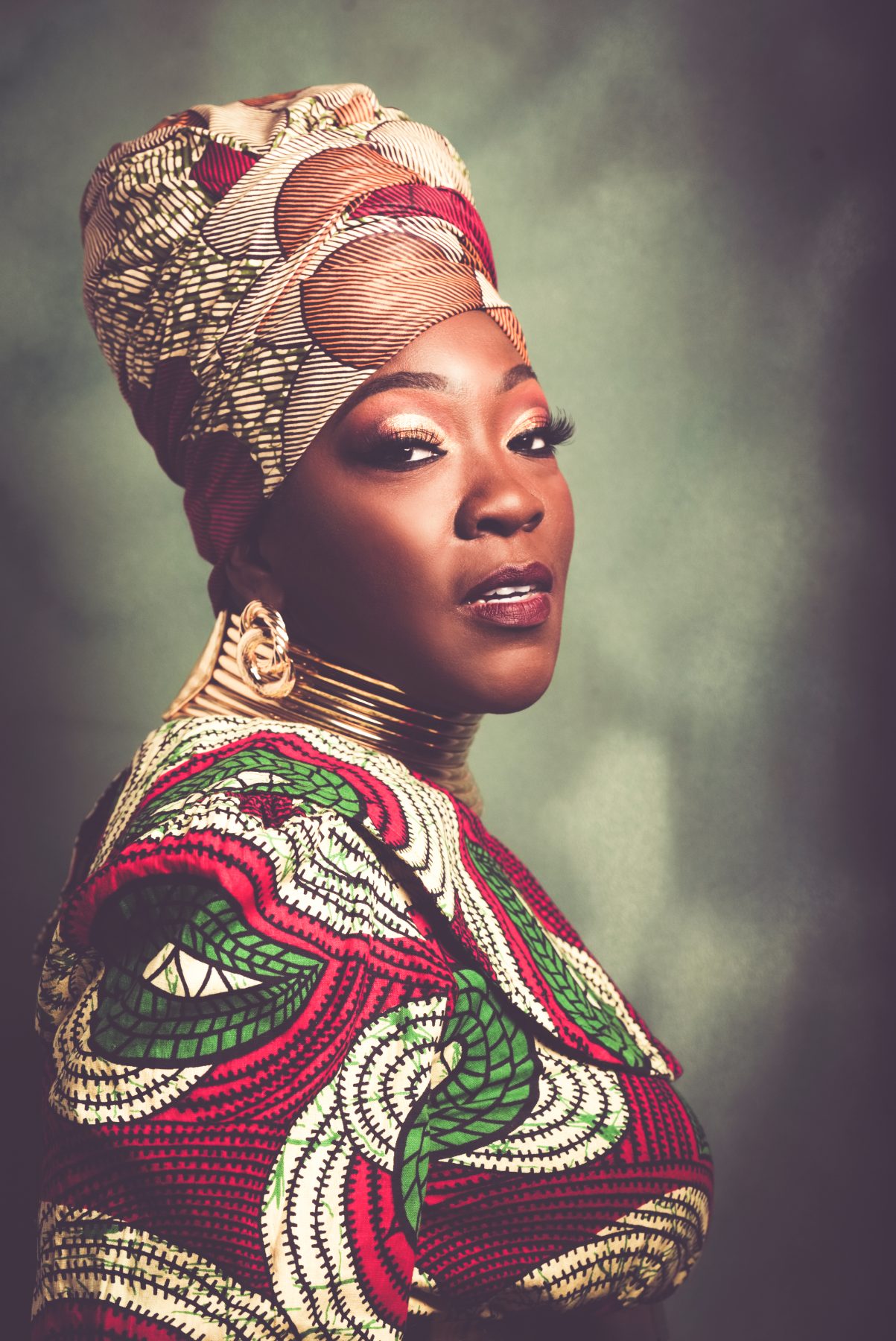 Portrait of Stacey Sobers in cultural dress